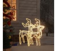 2x Rennes de Noël Décoration de Noël Ornement de Vacances Décoration de Fête Ornement de Jardin Extérieur Blanc Chaud 76x42x87 cm