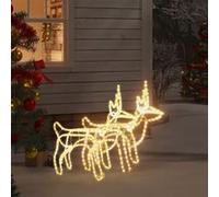 2x Rennes de Noël Décoration de Noël Ornement de Vacances Décoration de Fête Ornement de Jardin Extérieur Blanc Chaud 60x30x60 cm