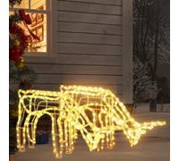 2x Rennes de Noël Décoration de Noël Ornement de Vacances Décoration de Fête Ornement de Jardin Extérieur Blanc Chaud 73x31x45 cm