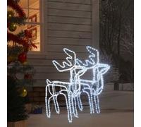 2x Rennes de Noël Décoration de Noël Ornement de Vacances Décoration de Fête Ornement de Jardin Extérieur Blanc Froid 76x42x87 cm 3154312