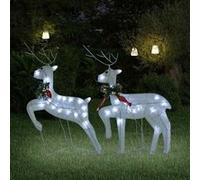 vidaXL 2x Rennes de Noël Rennes Éclairés Décoration de Vacances Ornement de Noël Décoration de Fête Maison Intérieur Blanc 342685
