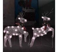 vidaXL 2x Rennes de Noël Rennes Éclairés Décoration de Vacances Ornement de Noël Décoration de Fête Maison Intérieur Doré 40 LED Acrylique Doré G