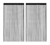 vidaXL 2X Rideaux en Fils 140x250 cm Noir Fenêtre Salon Séparateur de Pièce
