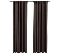vidaXL 2X Rideaux Occultants Aspect de Lin avec Crochets Rideaux de Fenêtre Salon Salle de Séjour Chambre à Coucher Maison Intérieur Taupe 140x245 cm