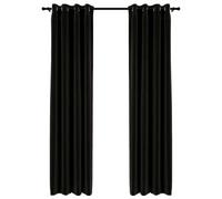 vidaXL 2X Rideaux Occultants Aspect de Lin Rideaux de Fenêtre Salon Salle de Séjour Chambre à Coucher Maison Intérieur Anthracite 140x245 cm