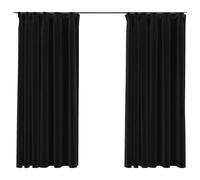 vidaXL 2X Rideaux Occultants Aspect Lin avec Crochets Rideaux de Fenêtre Salon Salle de Séjour Chambre à Coucher Intérieur Anthracite 140x175 cm