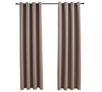 vidaXL 2X Rideaux Occultants avec Anneaux Occultant à Oeillet Chambre à Coucher Fenêtre Salon Bureau Maison Intérieur Métal Taupe 140x225 cm