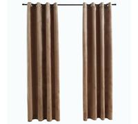 vidaXL 2X Rideaux Occultants avec Anneaux Occultant à Oeillet Chambre à Coucher Fenêtre Salon Bureau Maison Intérieur Velours Beige 140x175 cm