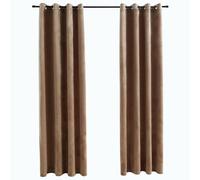 vidaXL 2X Rideaux Occultants avec Anneaux Occultant à Oeillet Chambre à Coucher Fenêtre Salon Bureau Maison Intérieur Velours Beige 140x245 cm