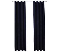 vidaXL Rideaux occultants avec anneaux Velours Noir 2 pcs 140x245 cm