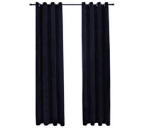 vidaXL 2X Rideaux Occultants avec Anneaux Occultant à Oeillet Chambre à Coucher Fenêtre Salon Bureau Maison Intérieur Velours Noir 140x175 cm