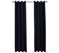 vidaXL 2X Rideaux Occultants avec Anneaux Occultant à Oeillet Chambre à Coucher Fenêtre Salon Bureau Maison Intérieur Velours Noir 140x225 cm