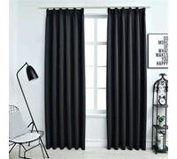vidaXL 2x Rideaux Occultants avec Crochets Occultant à Oeillet Chambre à Coucher Fenêtre Salon Bureau Maison Intérieur Noir 134415 Noir G