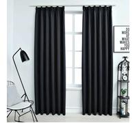 vidaXL 2x Rideaux Occultants avec Crochets Occultant à Oeillet Chambre à Coucher Fenêtre Salon Bureau Maison Intérieur Noir 134415 Noir G