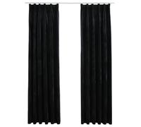 vidaXL 2X Rideaux Occultants avec Crochets Occultant à Oeillet Chambre à Coucher Fenêtre Salon Salle de Séjour Maison Intérieur Velours Noir 140x245 cm