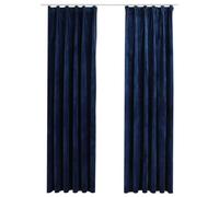 vidaXL 2X Rideaux Occultants avec Crochets Occultant à Oeillet Chambre à Coucher Fenêtre Salon Salle de Séjour Maison Intérieur Velours Bleu Foncé 140x245 cm