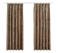 vidaXL 2X Rideaux Occultants avec Crochets Occultant à Oeillet Chambre à Coucher Fenêtre Salon Salle de Séjour Maison Intérieur Velours Beige 140x175 cm