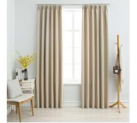 vidaXL Rideaux occultants 2x à œillets avec crochets Beige 140x225 cm