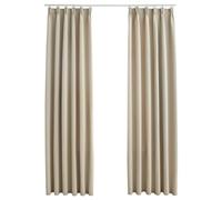vidaXL 2X Rideaux Occultants avec Crochets Panneau à Oeillets Chambre à Coucher Fenêtre Salon Bureau Maison Intérieur Beige 140x225 cm