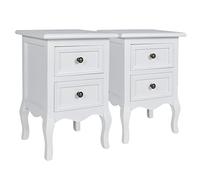 vidaXL 2X Table de Chevet 2 Tiroirs MDF Blanc Table de Nuit Chambre à Coucher