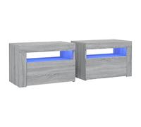 vidaXL Tables de chevet Lot de 2 Sonoma gris 60x35x40 cm avec LED contreplaqué