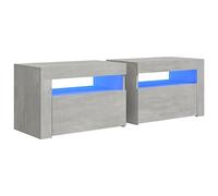 vidaXL Tables de chevet 2 pcs avec LED Gris béton 60x35x40 cm