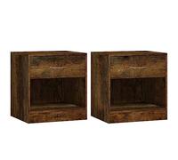 vidaXL Tables de chevet Lot de 2 avec tiroir Chêne fumé