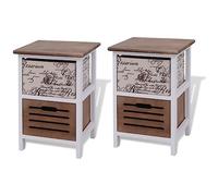 vidaXL 2X Tables de Chevet en Bois Rangement Chambre à Coucher Table de Nuit