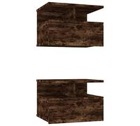 vidaXL 2X Tables de Chevet Flottantes Murales Tables de Nuit Armoires de Chevet Armoires de Lit Meubles de Chambre Intérieur Chêne Fumé 40x31x27 cm