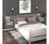 vidaXL Tables de chevet murales 2 pcs Gris béton Bois d'ingénierie