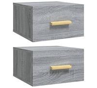 vidaXL 2X Tables de Chevet Murales Tables de Nuit Armoires de Chevet Armoires de Lit Meubles de Chambre à Coucher Intérieur Sonoma Gris 35x35x20 cm