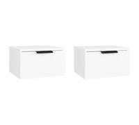 vidaXL 2X Tables de Chevet Murales Tables de Nuit Armoires de Chevet Armoires de Lit Meubles de Chambre à Coucher Intérieur Blanc 34x30x20 cm