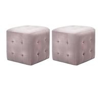 vidaXL 2X Tables de Chevet Table de Nuit Tabouret Pouf Repose-Pied Armoire de Chevet Salon Salle de Séjour Maison Chambre à Coucher Rose Tissu Velours