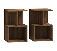 vidaXL 2X Tables de Chevet Tables de Nuit Armoires de Chevet Armoires de Lit avec Rangement Chambre Chêne Marron 35x35x55cm Bois d'Ingénierie