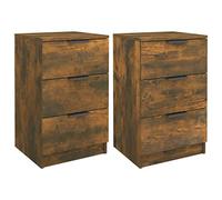 vidaXL 2X Tables de Chevet Tables de Nuit Armoires de Chevet Armoires de Lit avec Rangement Chambre à Coucher Chêne Fumé 40x36x65 cm