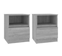 vidaXL 2X Tables de Chevet Tables de Nuit Armoires de Chevet Armoires de Lit avec Rangement Chambre Sonoma Gris 40x40x50cm Bois d'Ingénierie