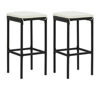 vidaXL 2X Tabourets de Bar avec Coussins Sièges de Comptoir Tabourets de Bistrot Pub Salle à Manger Restaurant Noir Résine Tressée