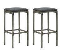 vidaXL 2x Tabourets de Bar avec Coussins Sièges de Comptoir Tabourets de Bistrot Pub Salle à Manger Restaurant Gris Résine 313441