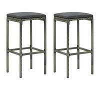 vidaXL 2X Tabourets de Bar avec Coussins Sièges de Comptoir Tabourets de Bistrot Pub Salle à Manger Restaurant Gris Résine Tressée