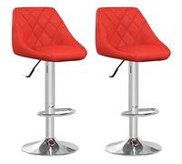 vidaXL 2X Tabourets de Bar Sièges de Pub Chaises Pivotantes de Bar Tabourets de Comptoir Sièges de Bistrot Maison Intérieur Rouge Similicuir