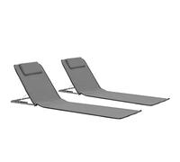 vidaXL 2X Tapis de Plage Pliable Tissu Gris Matelas de Plage Camping Randonnée