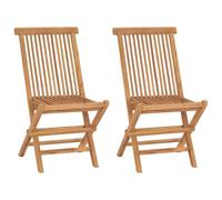 vidaXL 2X Teck Chaise Pliable Chaises de Jardin Terrasse Chaise d'Extérieur