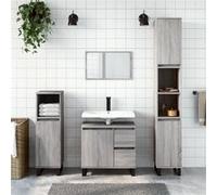 vidaXL 3-delige Badkamermeubelset bewerkt hout grijs sonoma eikenkleur3190235 Sonoma G