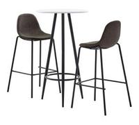 Vidaxl Ensemble De Bar 3 Pcs Tissu Gris Foncé