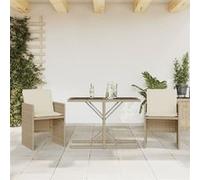 vidaXL Ensemble Bistro 3 pièces avec coussins Beige Poly Rattan