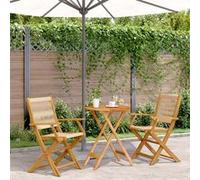 vidaXL Ensemble Bistro 3 pièces Beige Polypropylène et bois massif