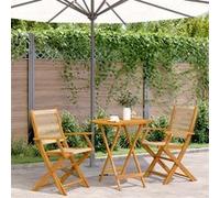 vidaXL Ensemble Bistro 3 pièces Beige Polypropylène et bois massif