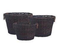 vidaXL Jeu 3 paniers empilables à bois de chauffage Marron foncé Saule