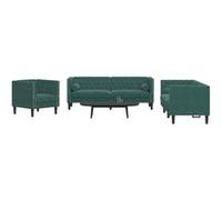 vidaXL 3-delige Loungeset Chesterfield en bolsters fluweel donkergroen3209283 Vert G