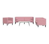 vidaXL 3-delige Loungeset Chesterfield met bolsters fluweel roze3209284 Rose G